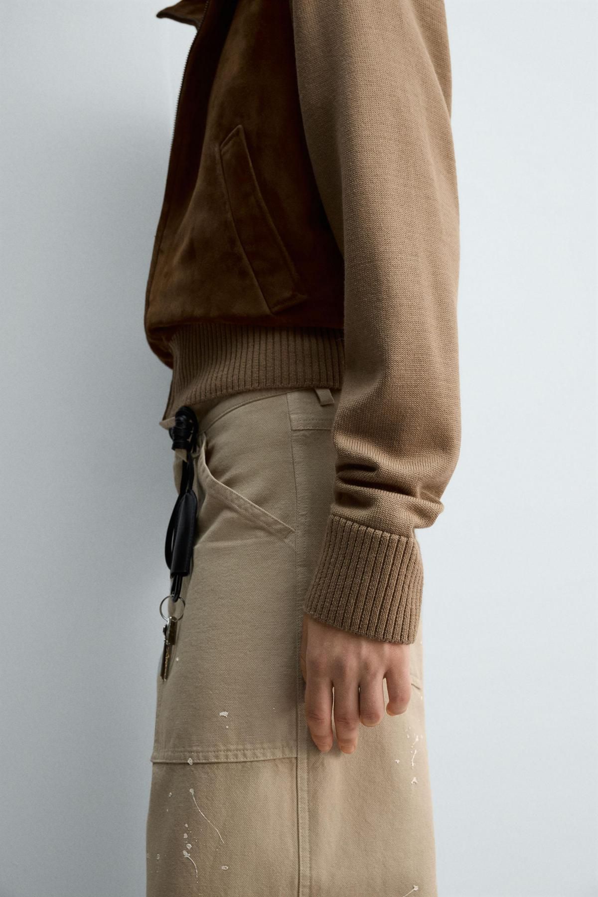 자라 스웨이드 콤비 레더 재킷 2521/303 DARK CAMEL 이미지 8