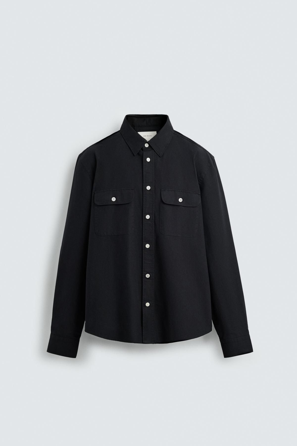 자라 테크니컬 코튼 포켓 오버셔츠 4944/134 DARK NAVY - 상품 이미지