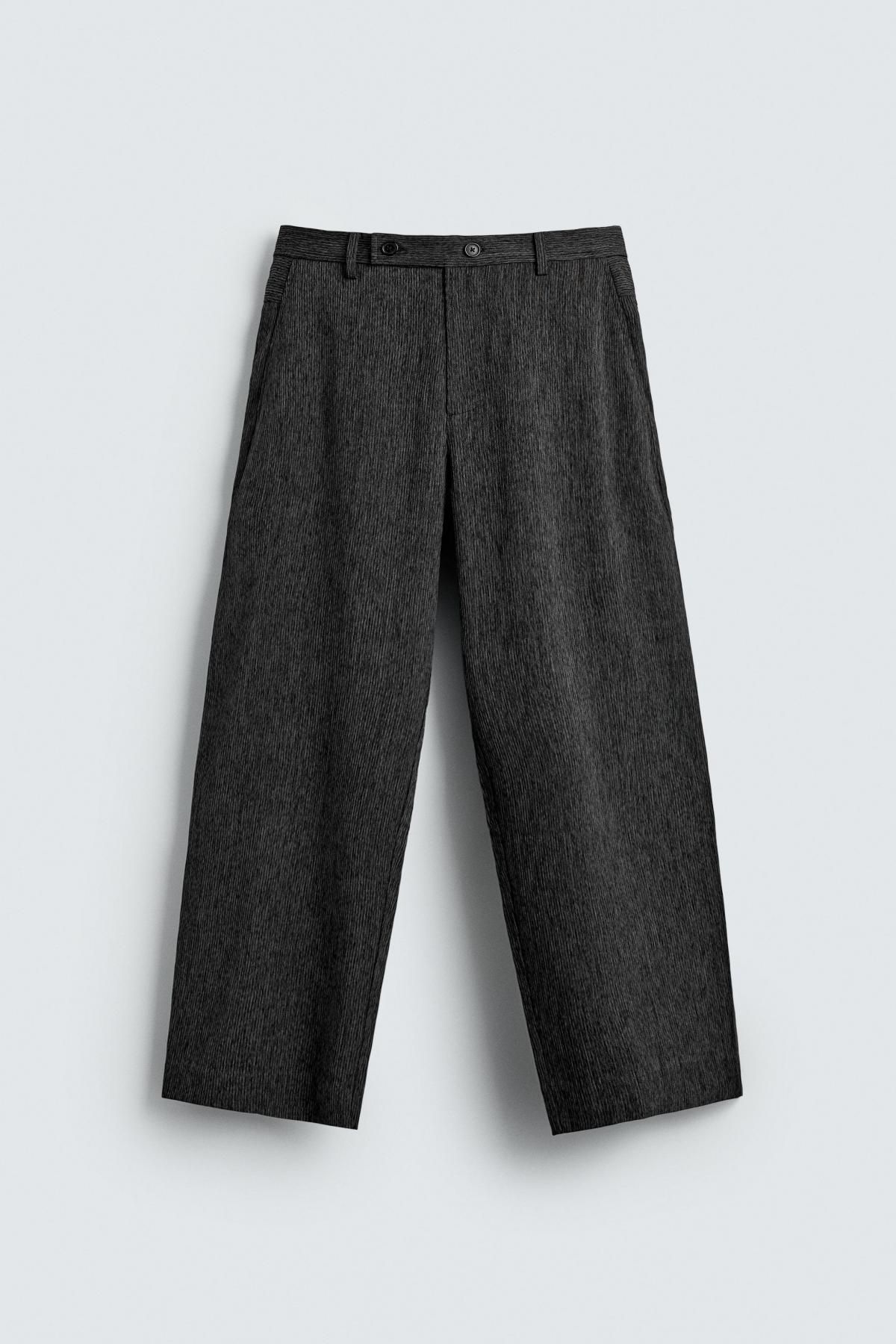 자라 테크니컬 텍스처 캐롯핏 슬랙스 팬츠 3046/395 GREY / BLUE 이미지 6