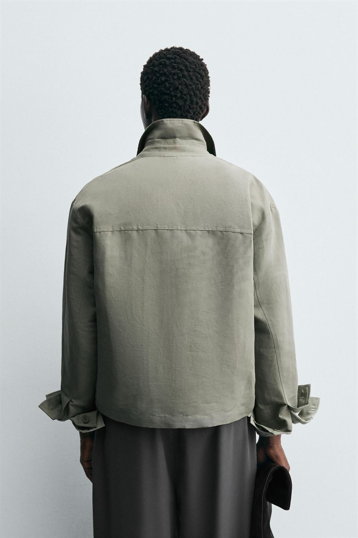 자라 포켓 카키 테크니컬 박시핏 오버셔츠 5899/444 LIGHT GREEN - 상세 이미지 4