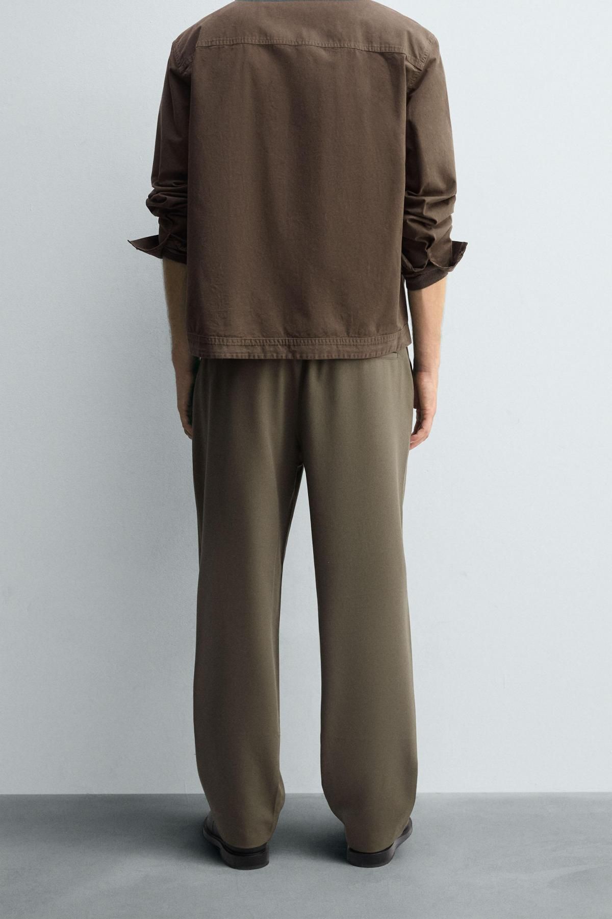 자라 테크니컬 레귤러핏 조거 웨이스트 슬랙스 팬츠 6861/955 OLIVE GREEN - 상세 이미지 4