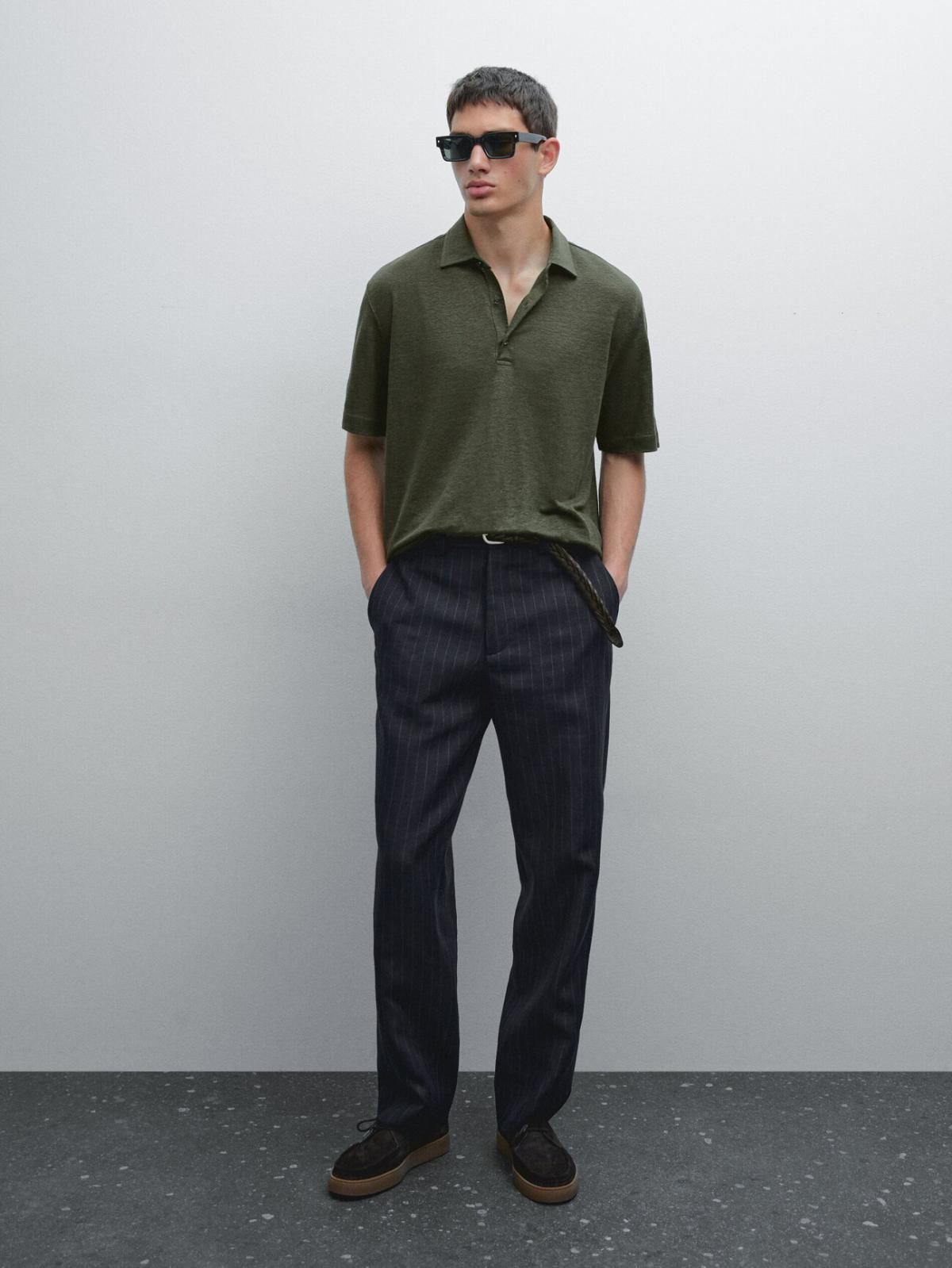 마시모두띠 100 리넨 프리미엄 반팔 폴로셔츠 0606/157 FADED GREEN - 상세 이미지 2