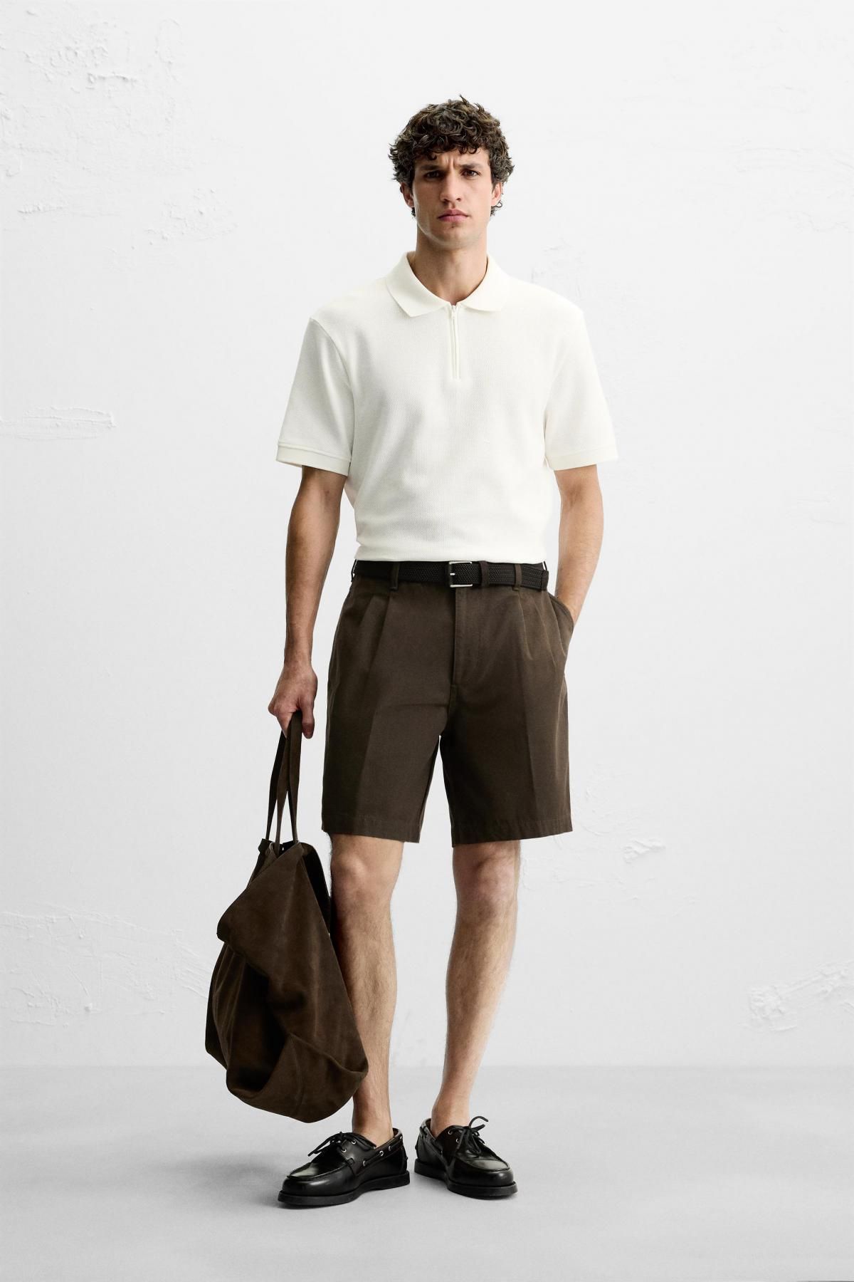 자라 지퍼넥 폴로 셔츠 4087/467 OYSTER-WHITE - 상세 이미지 2
