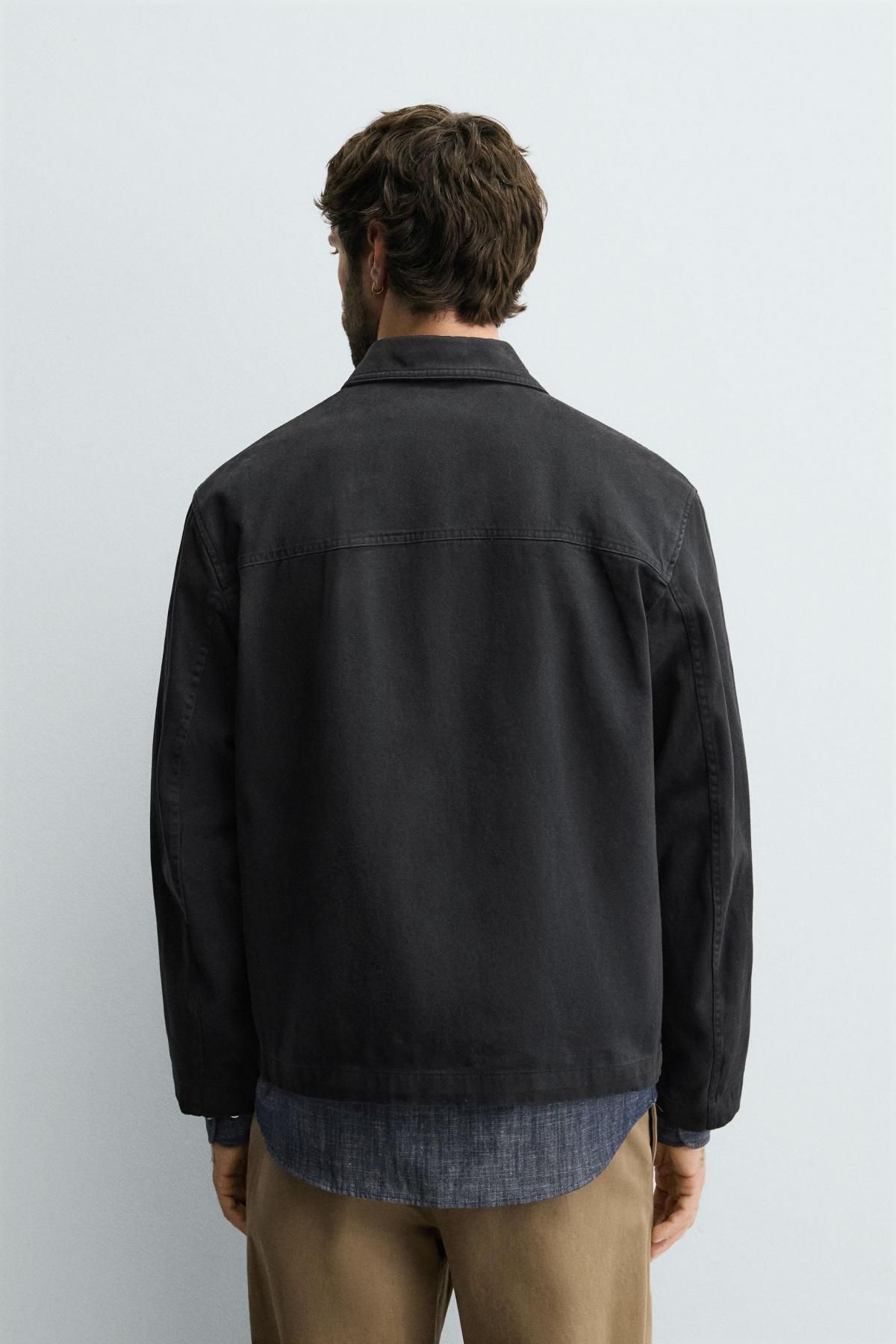 자라 미니멀 코튼 트윌 테크니컬 테일러드 재킷 0794/134 ANTHRACITE GREY - 상세 이미지 4