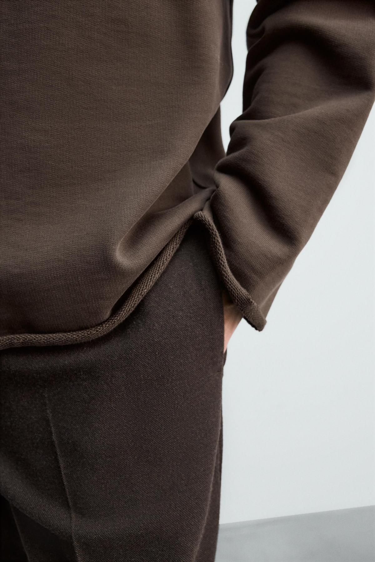 자라 릴랙스핏 코튼 후드 스웨트셔츠 4087/381 BROWN 이미지 7