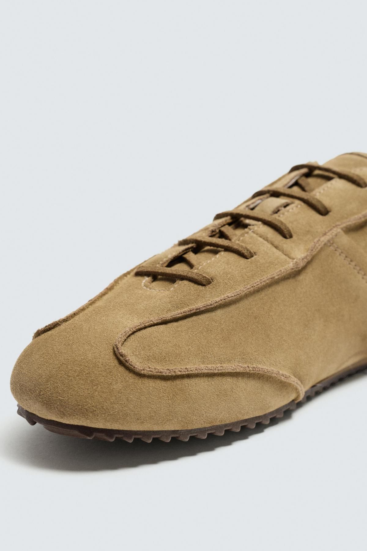 자라 프리미엄 레더 테크니컬 로우탑 스니커즈 2252/620 SAND BROWN - 상세 이미지 5