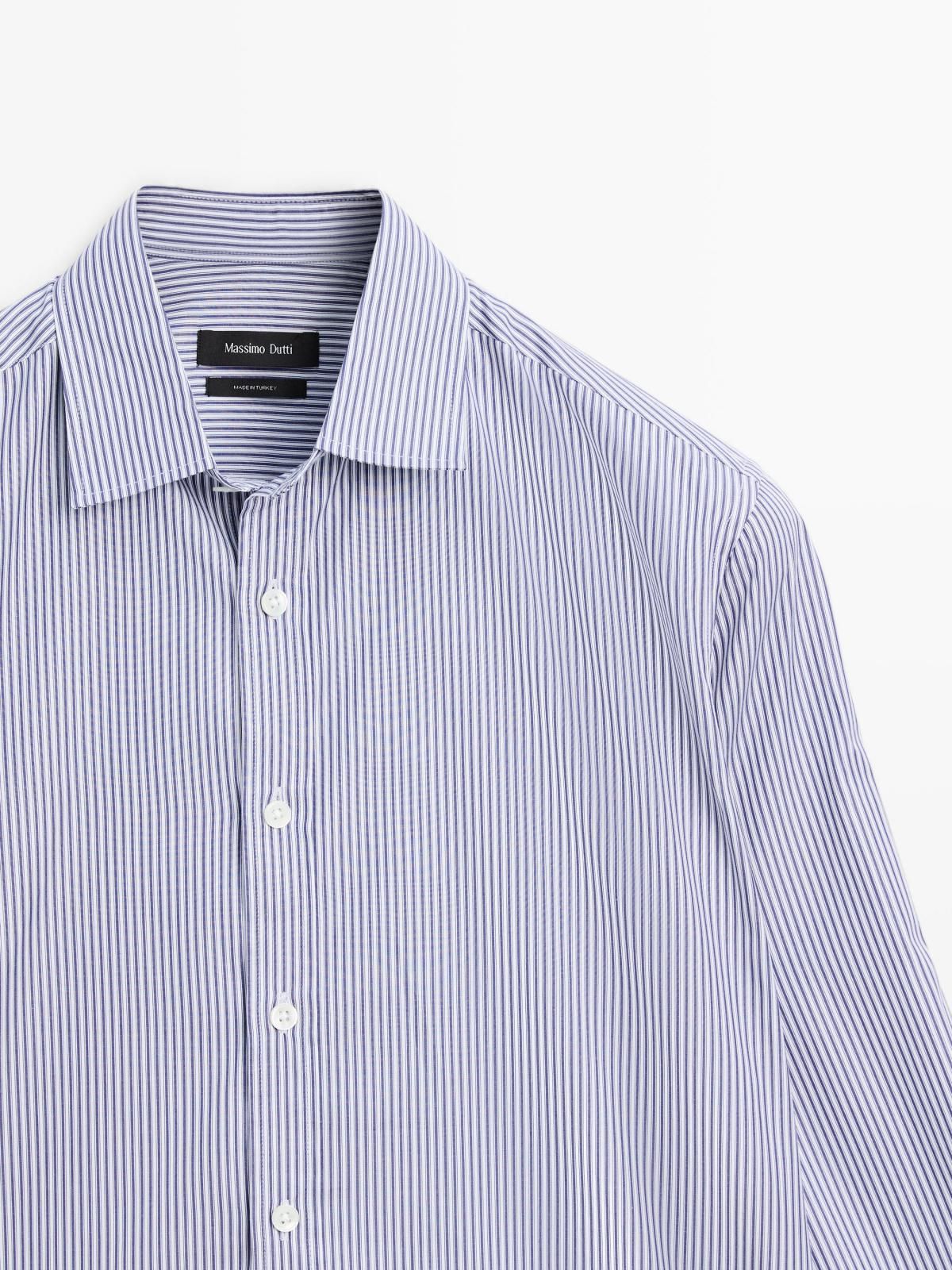 마시모두띠 스트라이프 레귤러핏 포플린 긴팔 셔츠 1721/288 NAVY BLUE - 상세 이미지 3