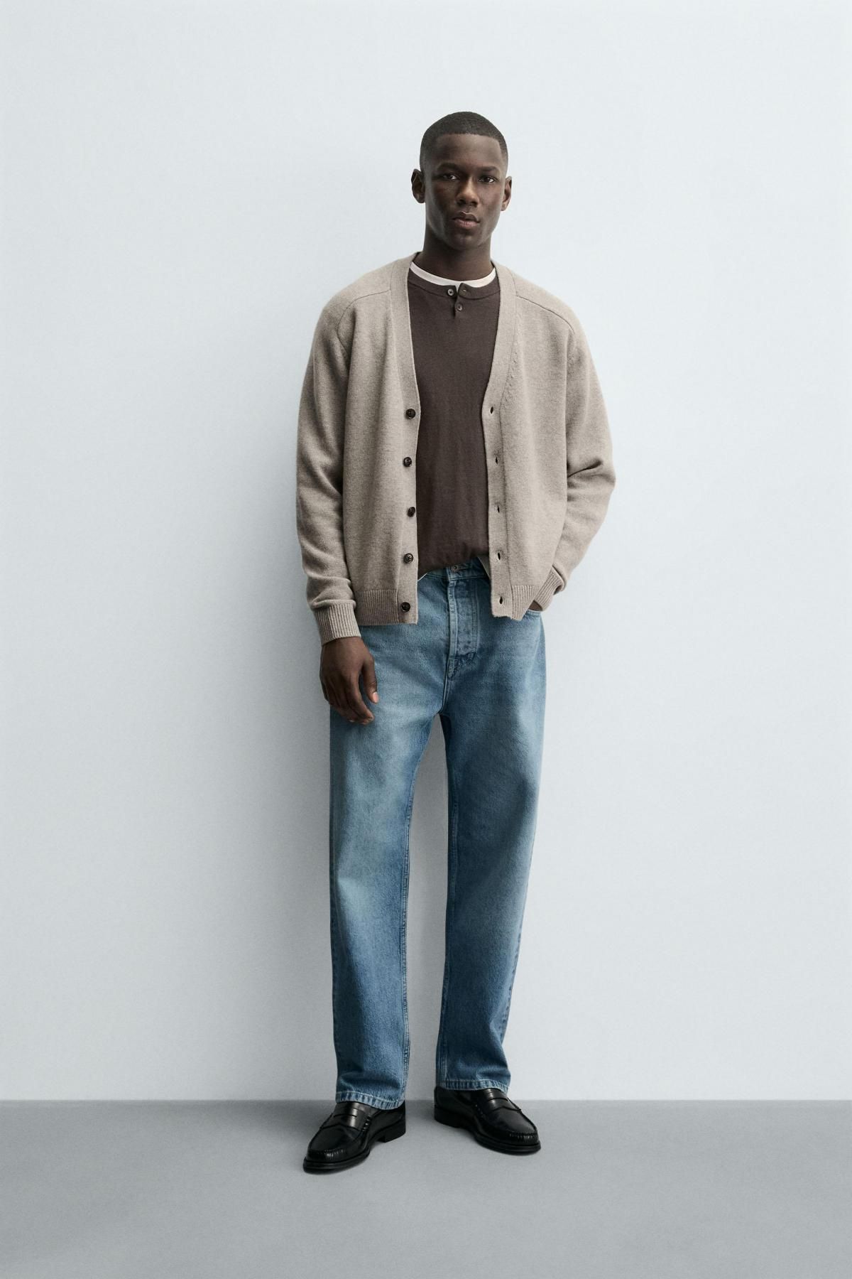 자라 프리미엄 울캐시미어 브이넥 남성 가디건 2893/313 LIGHT GREY - 상세 이미지 2
