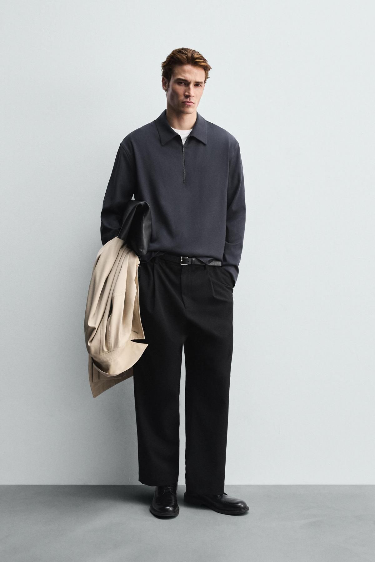 자라 테크니컬 비스코스 긴팔 폴로셔츠 7484/697 BLUE GREY - 상세 이미지 2
