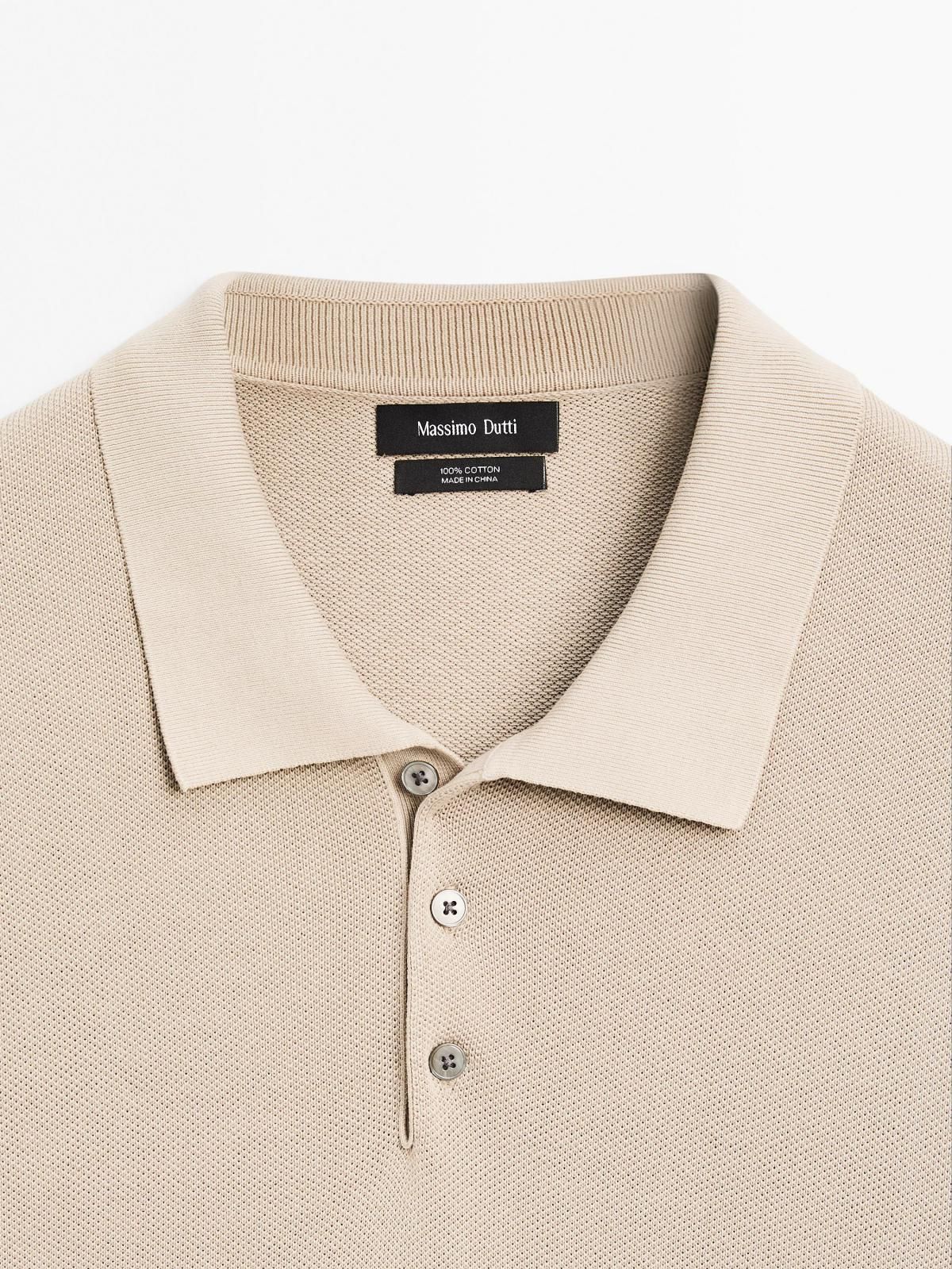 마시모두띠 베이직 100 코튼 니트 폴로 반팔셔츠 0931/388 PALE KHAKI - 상세 이미지 2