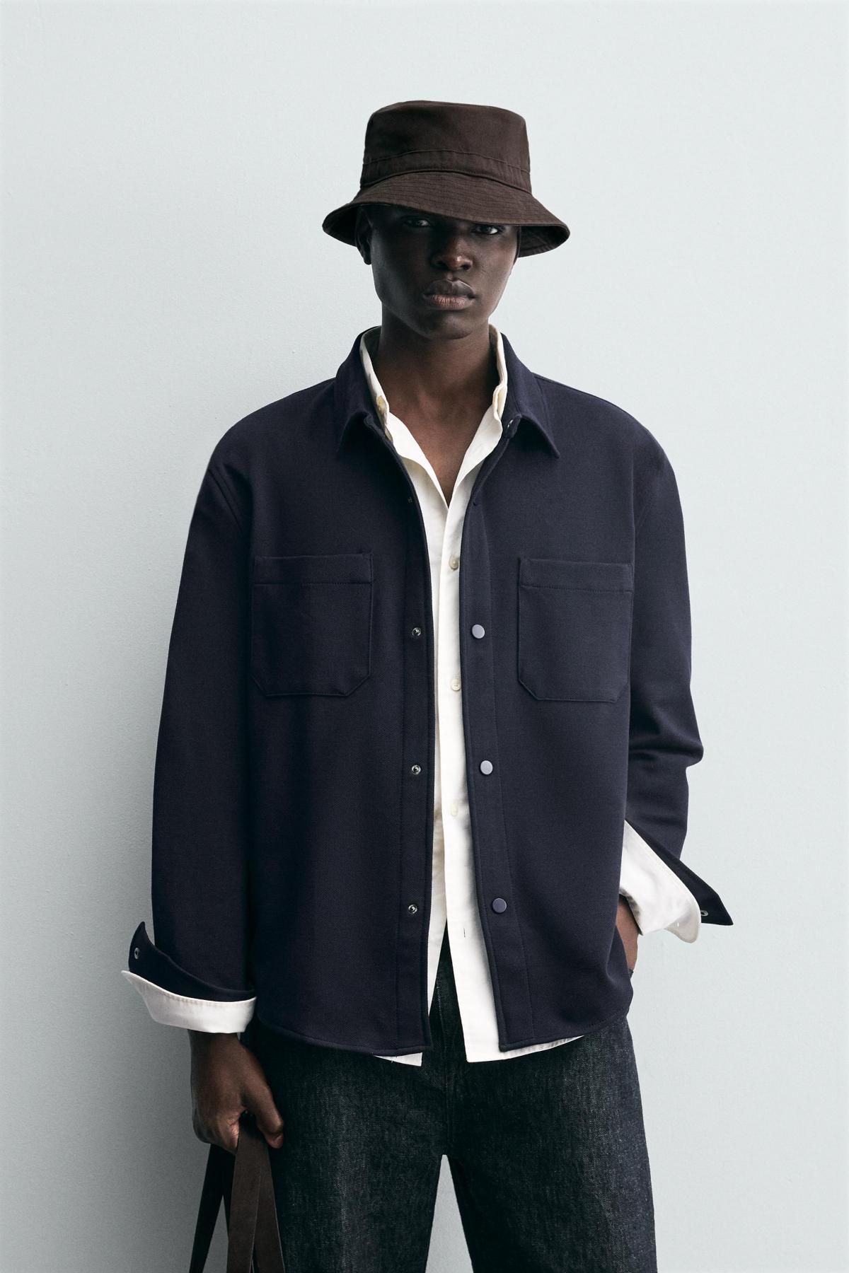 자라 이지케어 텍스처 레귤러핏 긴팔 셔츠 7484/878 NAVY BLUE - 상세 이미지 3