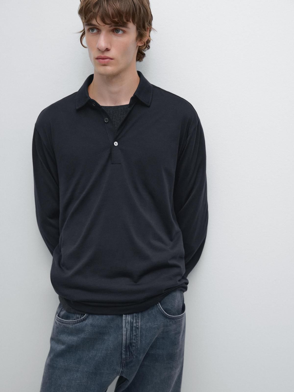 마시모두띠 프리미엄 울블렌드 긴팔 폴로 니트 스웨터 0591/155 NAVY BLUE - 상세 이미지 3