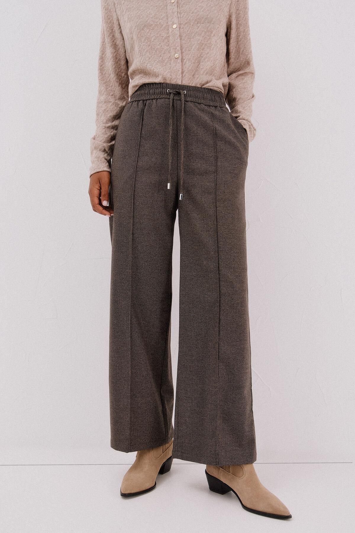 꼬르떼피엘 테크니컬 텍스처 와이드 밴딩 팬츠 8722331 MARRON OSCURO - 상품 이미지