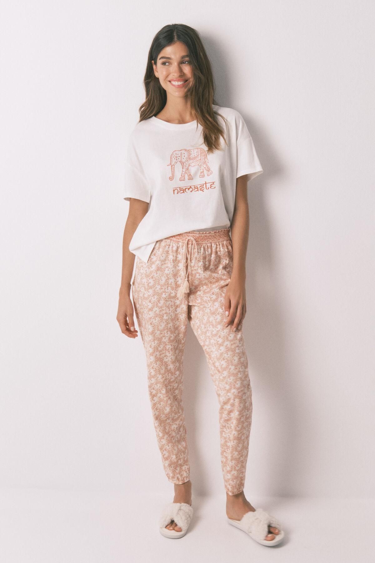 우먼시크릿 플라워 패턴 코튼 조거 팬츠 오렌지 3702250 NARANJA - 상세 이미지 2