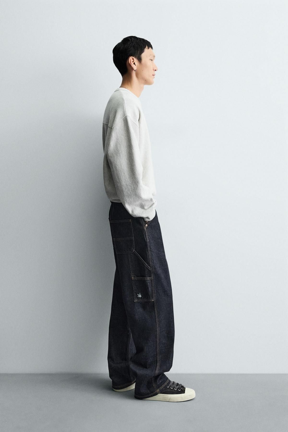 자라 와이드핏 카펜터 포켓 데님 팬츠 6045/387 BLUE - 상세 이미지 5