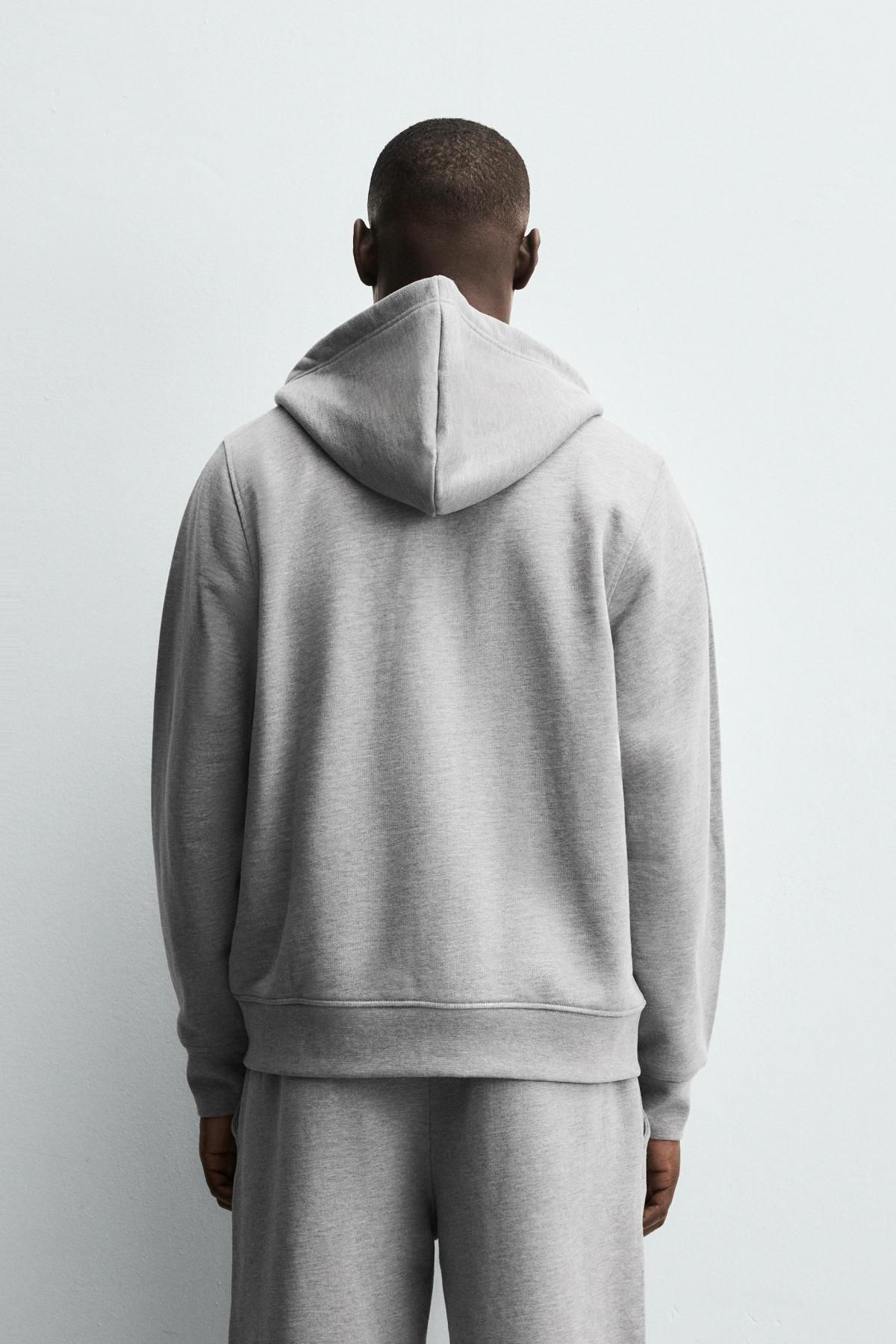 자라 헤비웨이트 집업 후드 스웨트셔츠 4087/355 GREY MARL - 상세 이미지 4