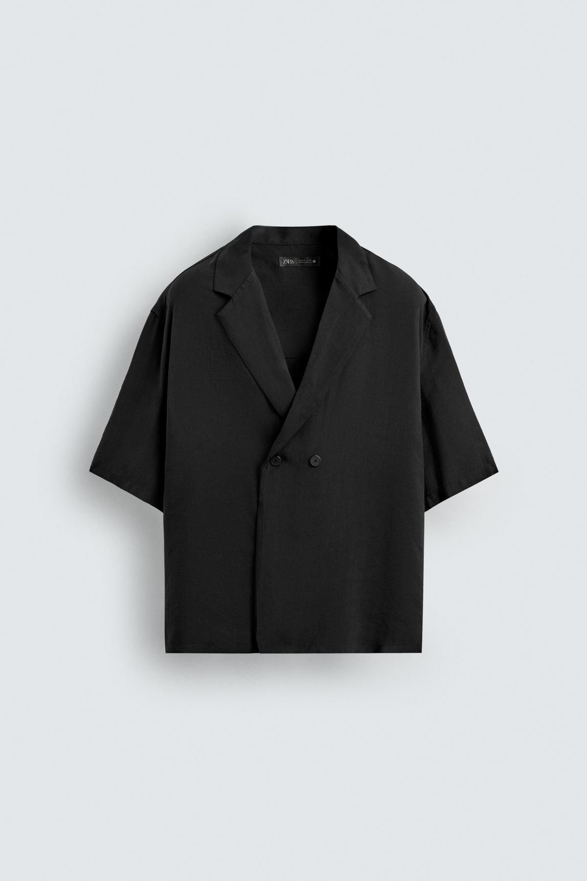 자라 모달블렌드 릴랙스핏 반팔 기모노 셔츠 1034/102 BLACK - 메인 이미지