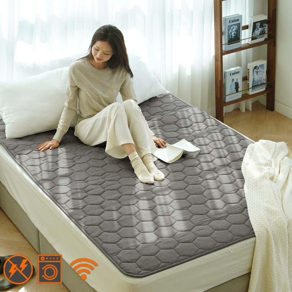 곰표한일 IOT 전자파안심 EMF 라돈안심 카본 탄소매트 스마트 그레이 퀸더블(분리난방)