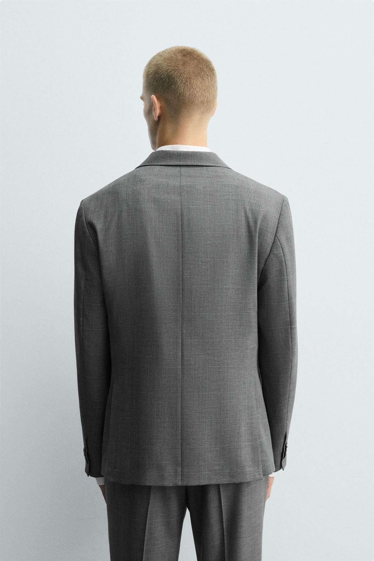 자라 클래식 체크 테일러드 수트 블레이저 5746/433 GREY MARL - 상세 이미지 4