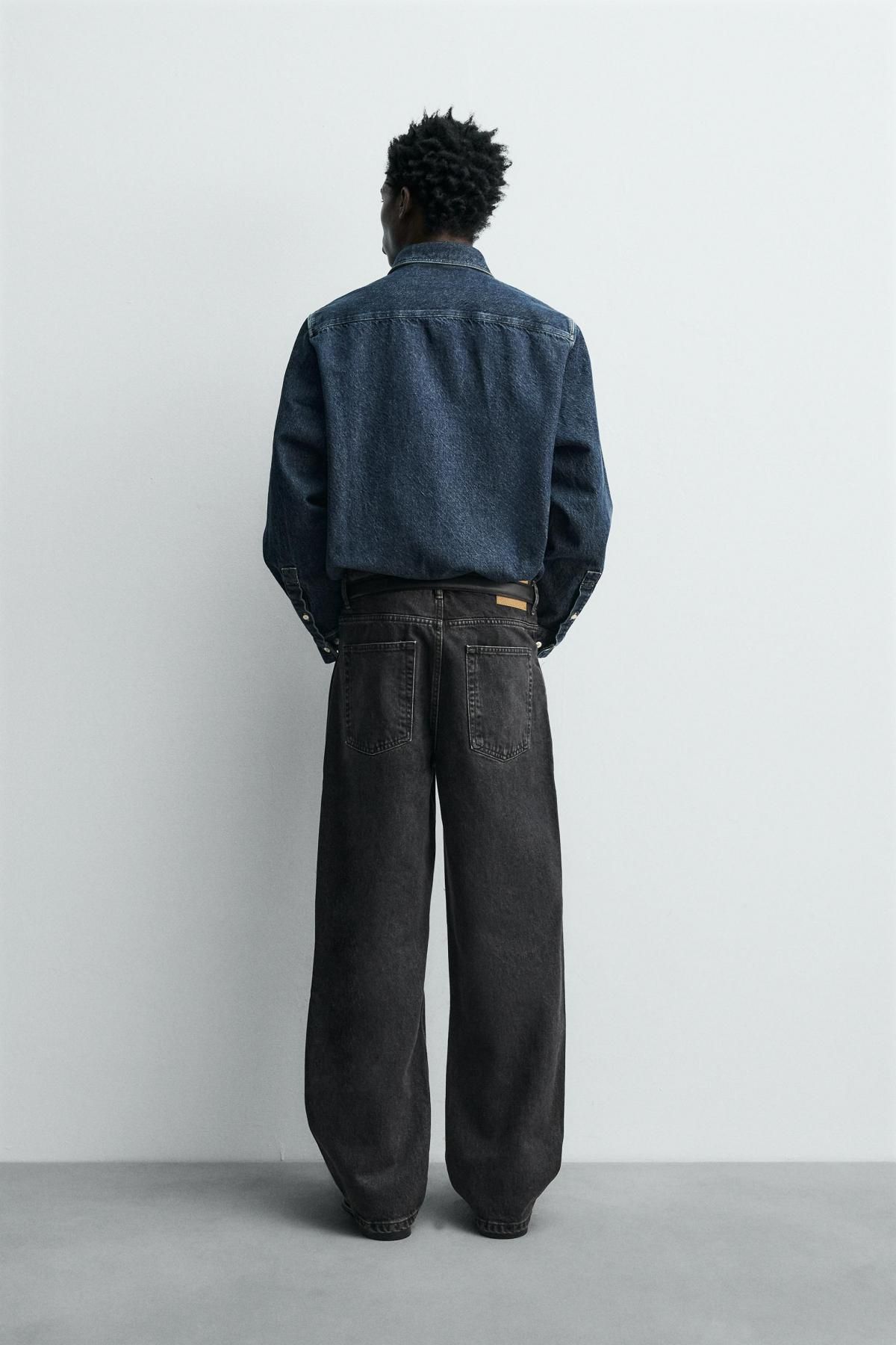 자라 와이드핏 데님 배기 청바지 3991/312 BLACK - 상세 이미지 4