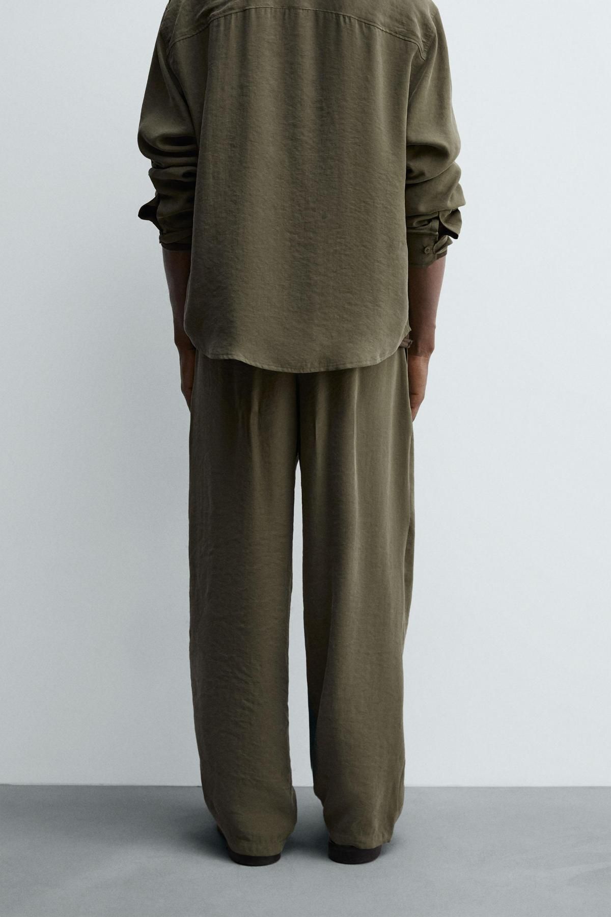 자라 릴렉스핏 모달 블렌드 와이드 팬츠 6726/029 KHAKI - 상세 이미지 3