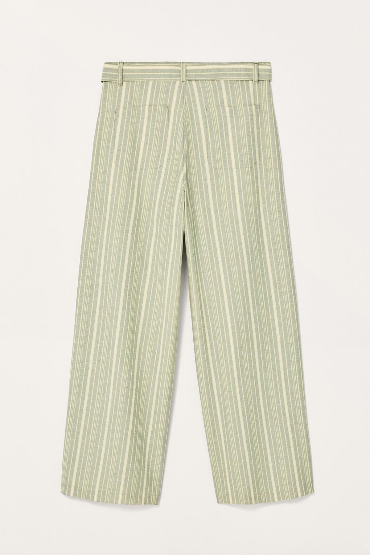 자라 스트라이프 와이드 팬츠 2675/021 WHITE / GREEN - 상세 이미지 5