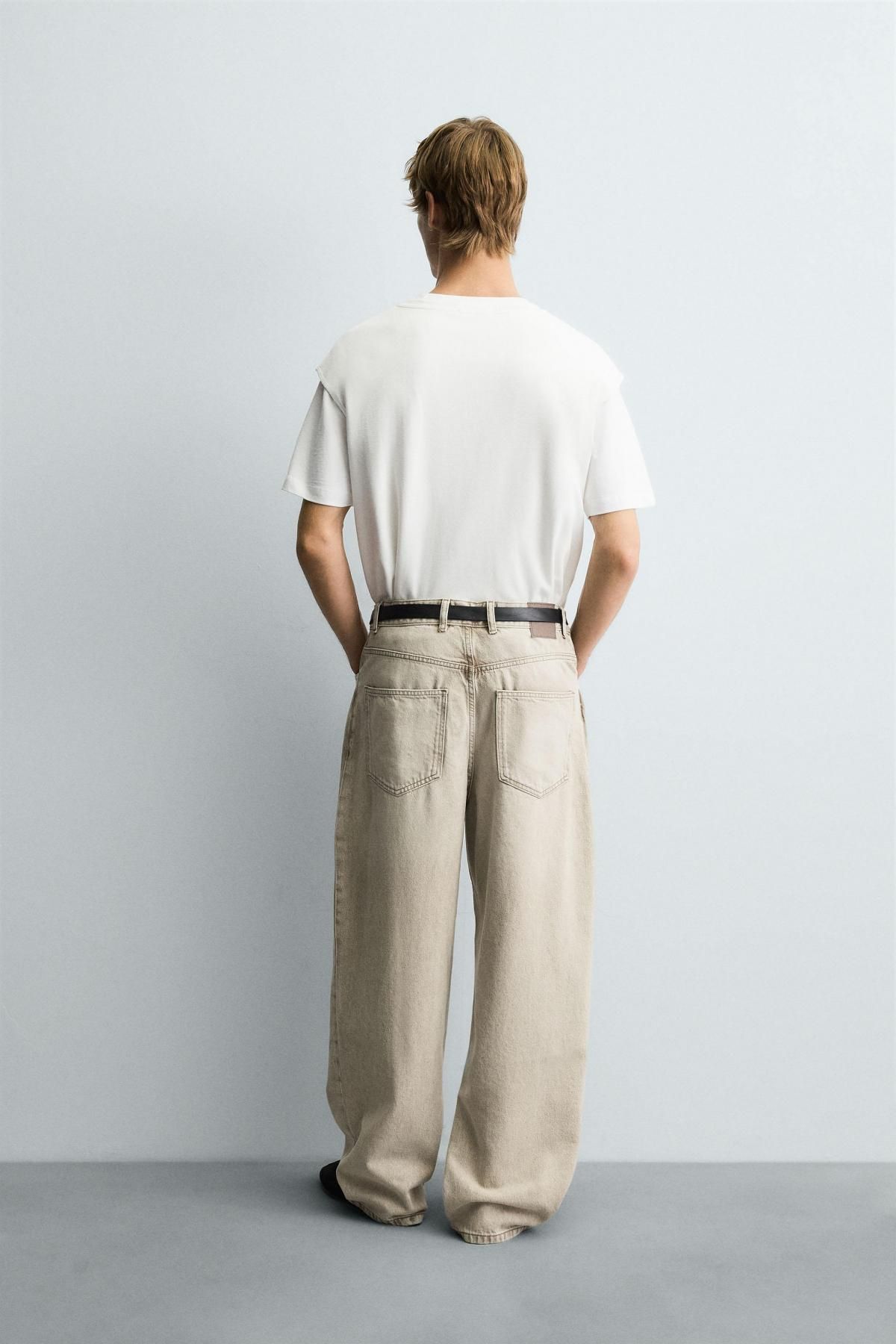 자라 트렌디 와이드 배기핏 데님팬츠 5862/321 BEIGE - 상세 이미지 4