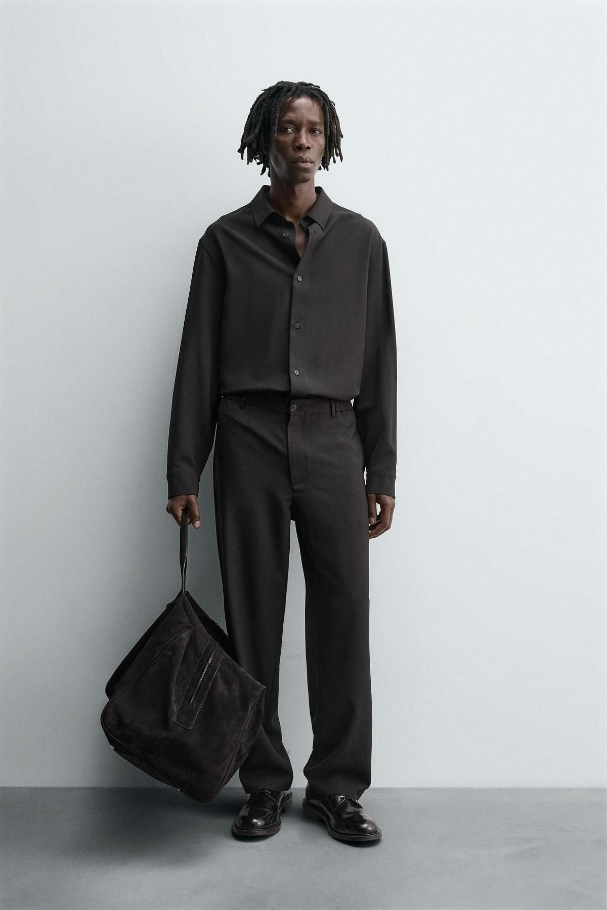 자라 와이드핏 테크니컬 슬랙스 팬츠 5854/115 BLACK - 상세 이미지 2