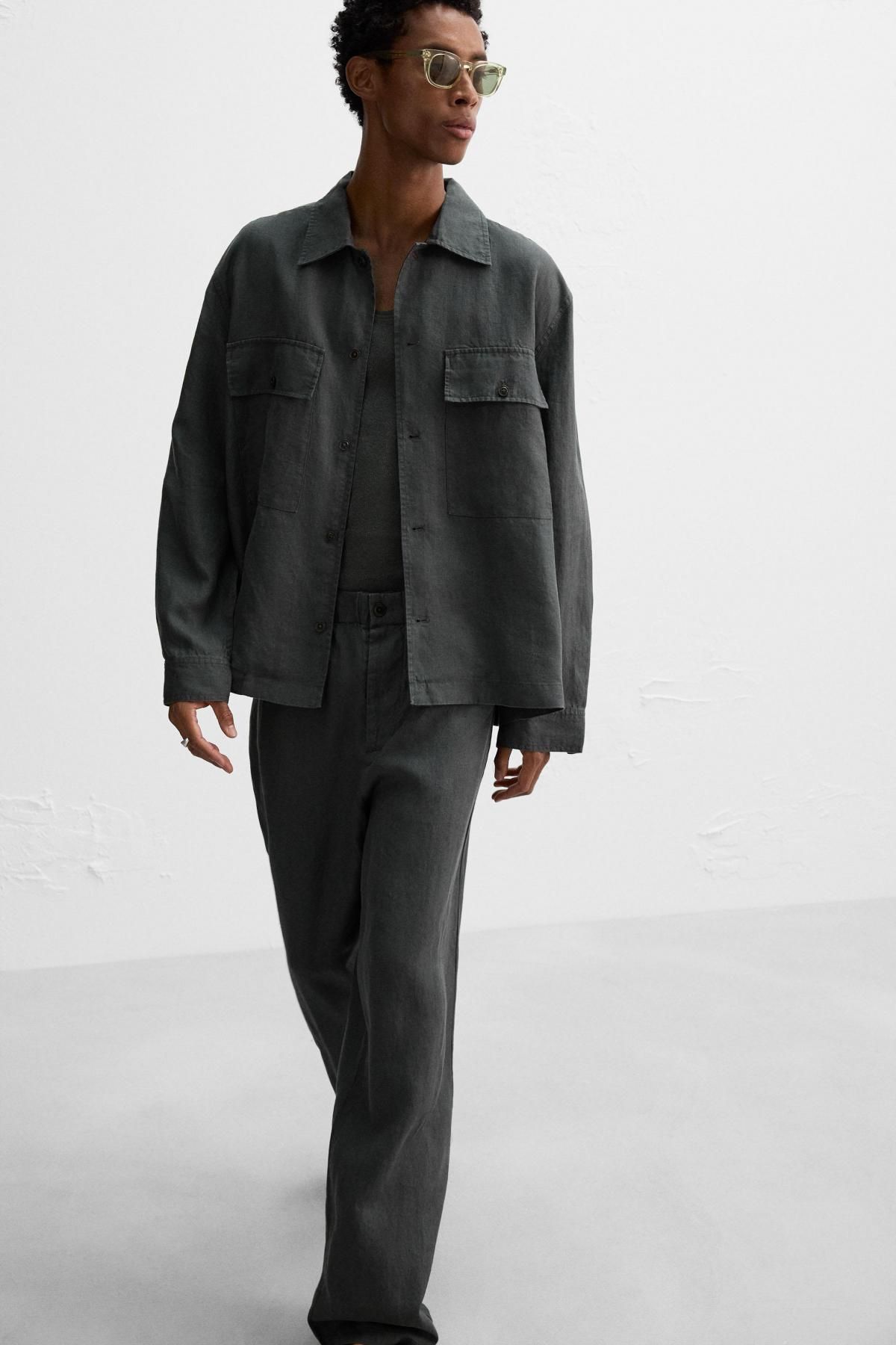 자라 헴프 릴랙스핏 와이드 팬츠 5344/410 ANTHRACITE GREY - 상세 이미지 5