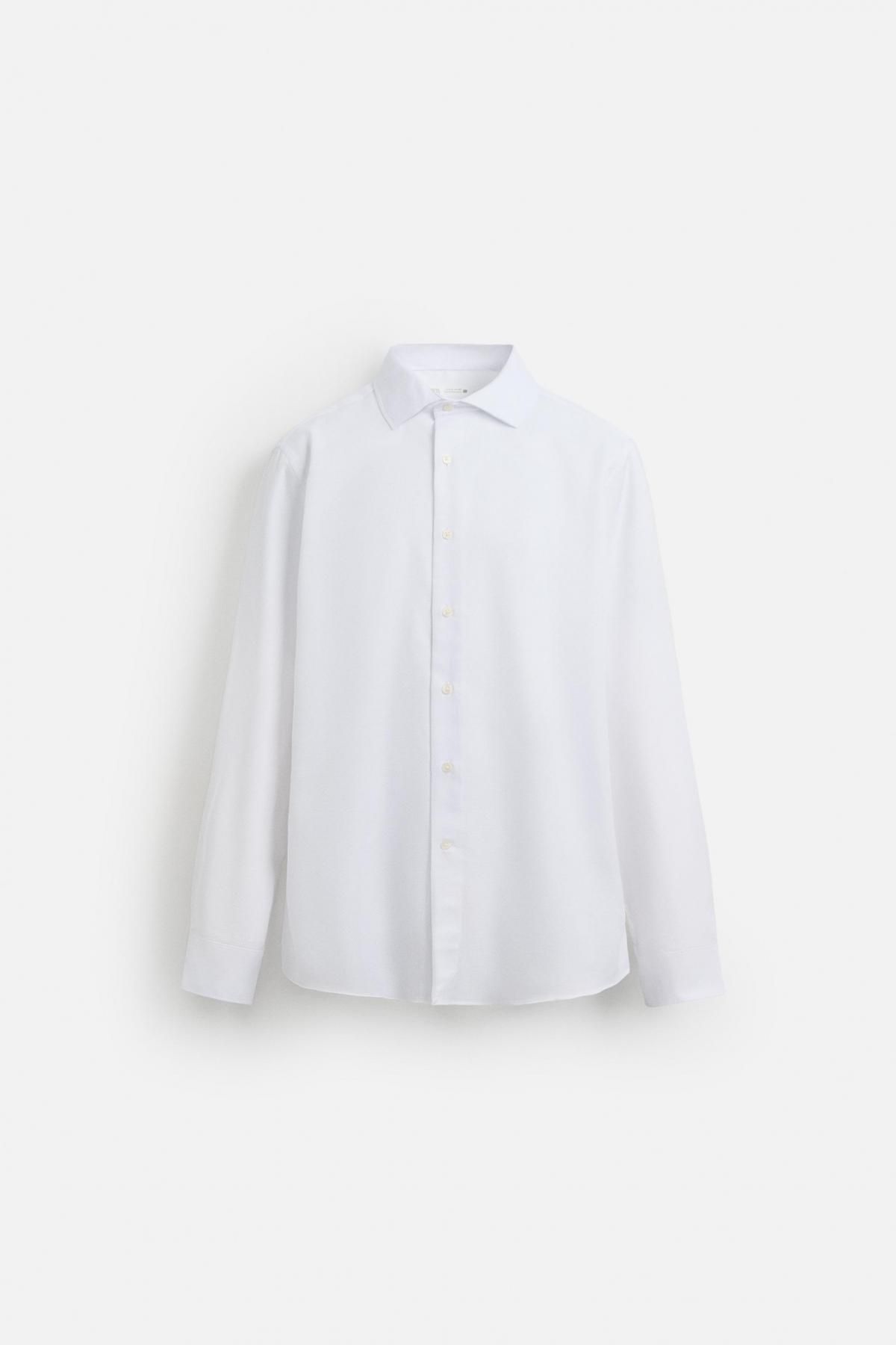 자라 이지케어 화이트 텍스처 긴팔 셔츠 7545/710 OYSTER-WHITE - 메인 이미지