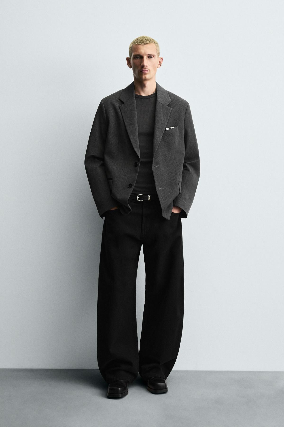 자라 스트라이프 오버사이즈 테일러드 블레이저 5862/456 GREY - 상세 이미지 2
