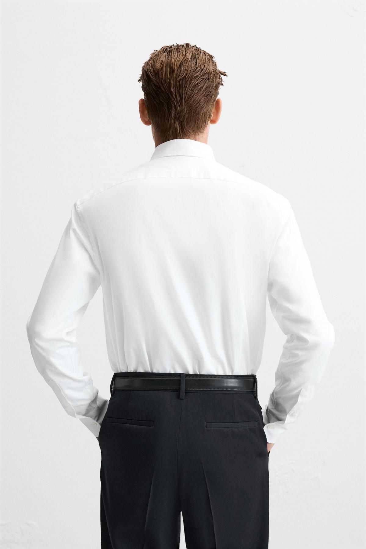 자라 텍스처 레귤러핏 코튼 화이트 긴팔 셔츠 5588/320 WHITE - 상세 이미지 4