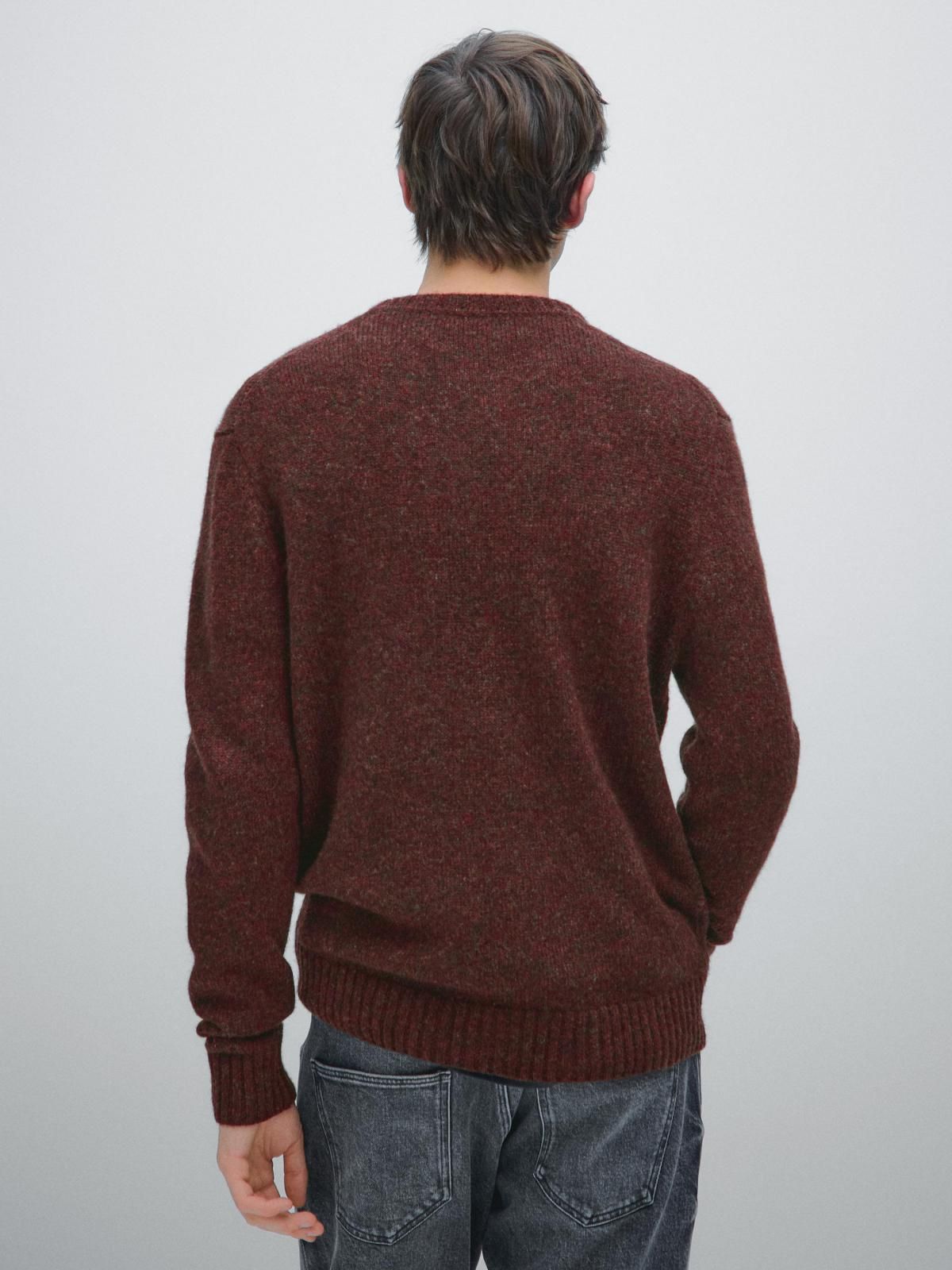 마시모두띠 프리미엄 울블렌드 라운드 니트 스웨터 1078/237 MAROON - 상세 이미지 4