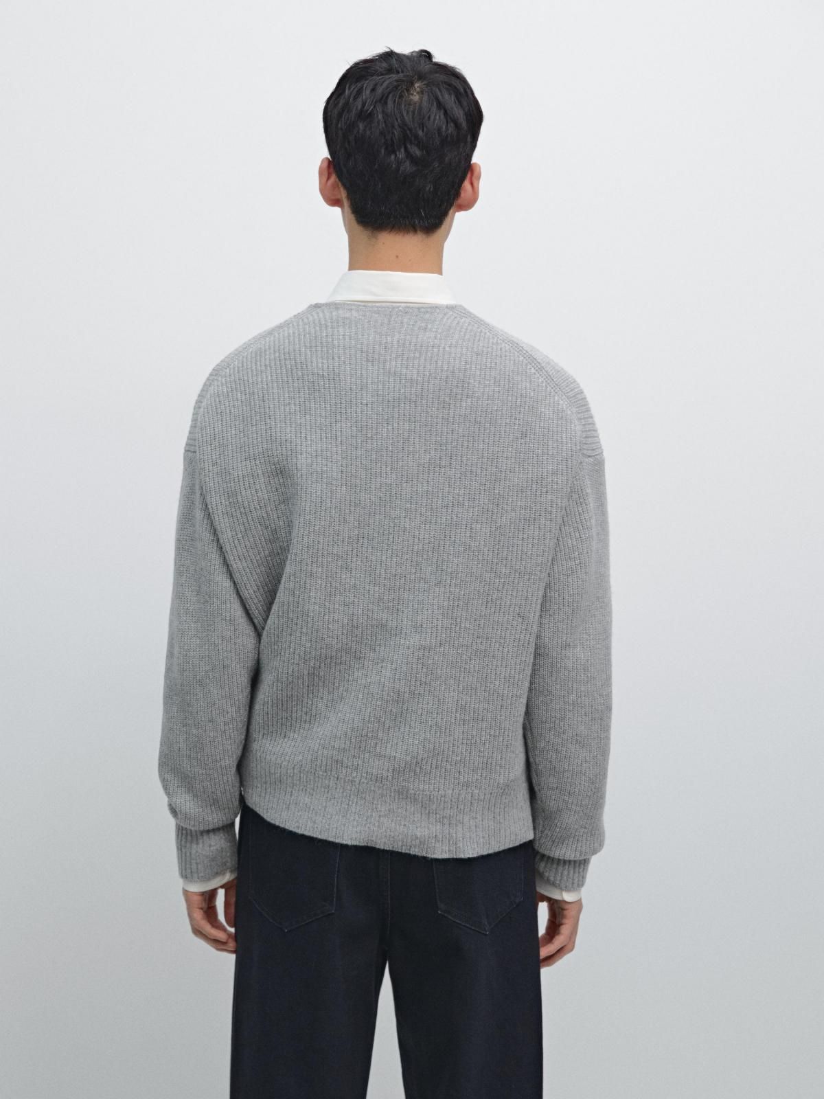 마시모두띠 미니멀 울블렌드 브이넥 니트 가디건 0971/700 PALE GREY - 상세 이미지 4