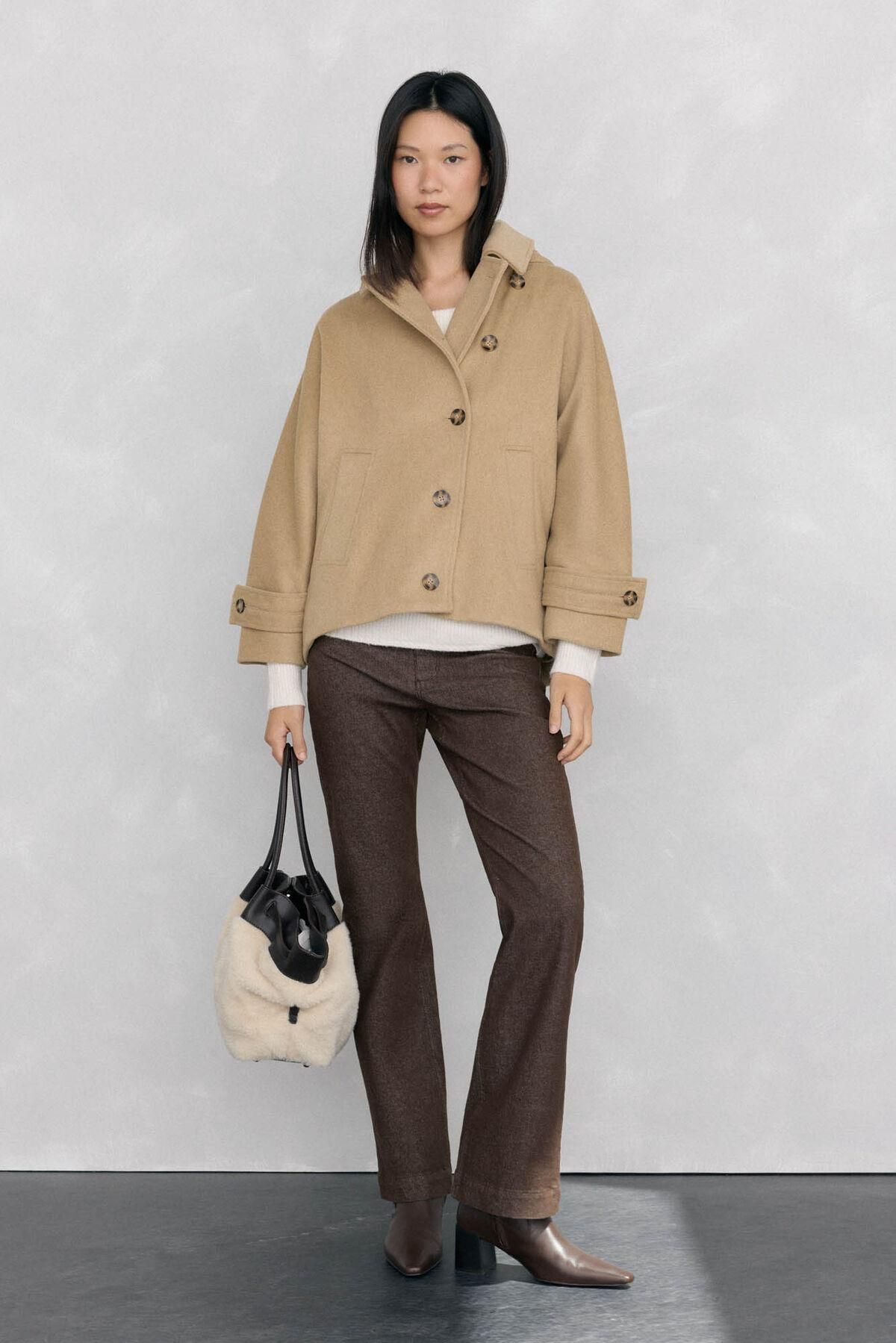 페드로 델 이에로 오버핏 케이프 스타일 후드 숏코트 7522247 BEIGE - 상세 이미지 2