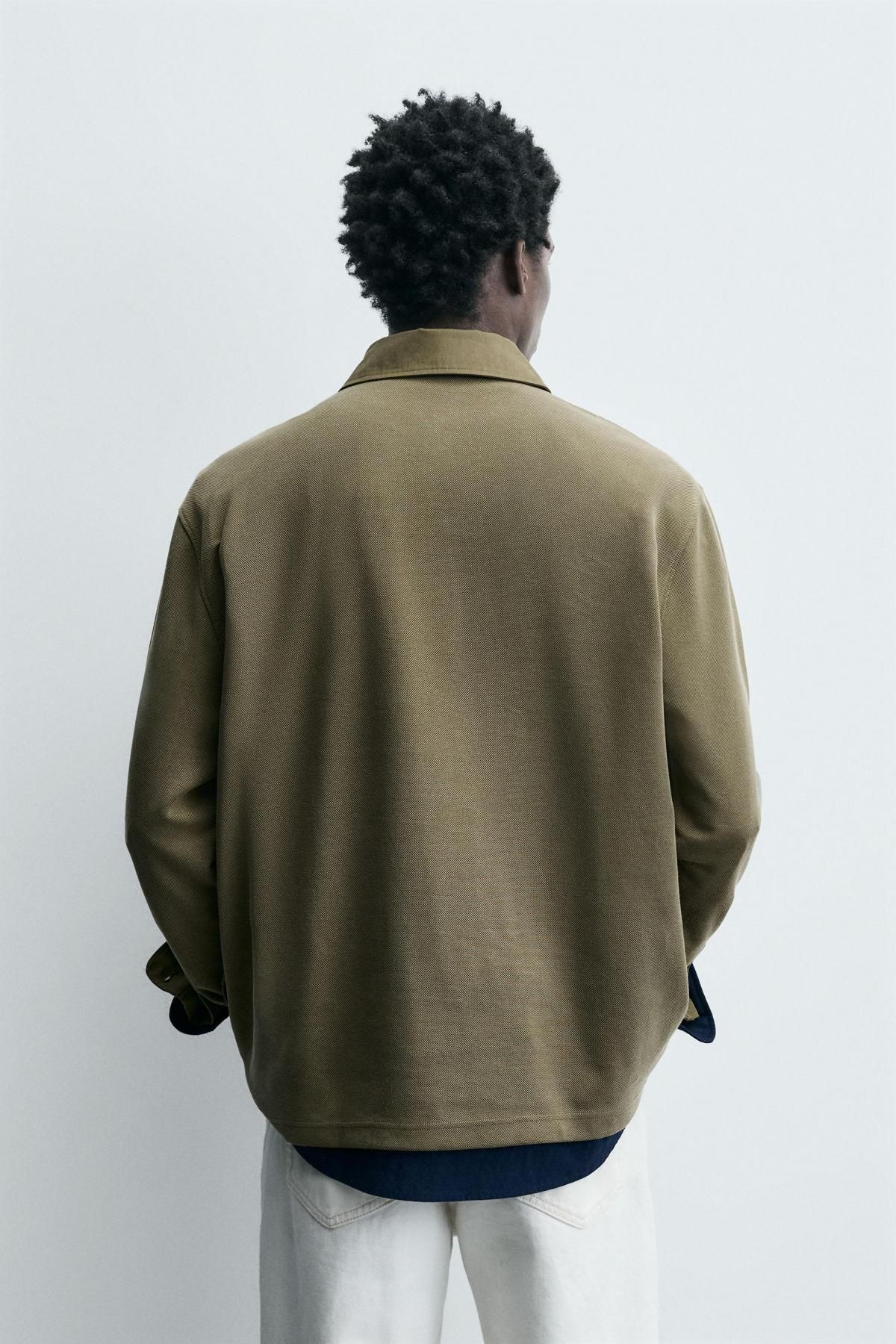 자라 테크니컬 피케 워싱 긴팔 폴로 셔츠 4092/356 WASHED GREEN - 상세 이미지 4