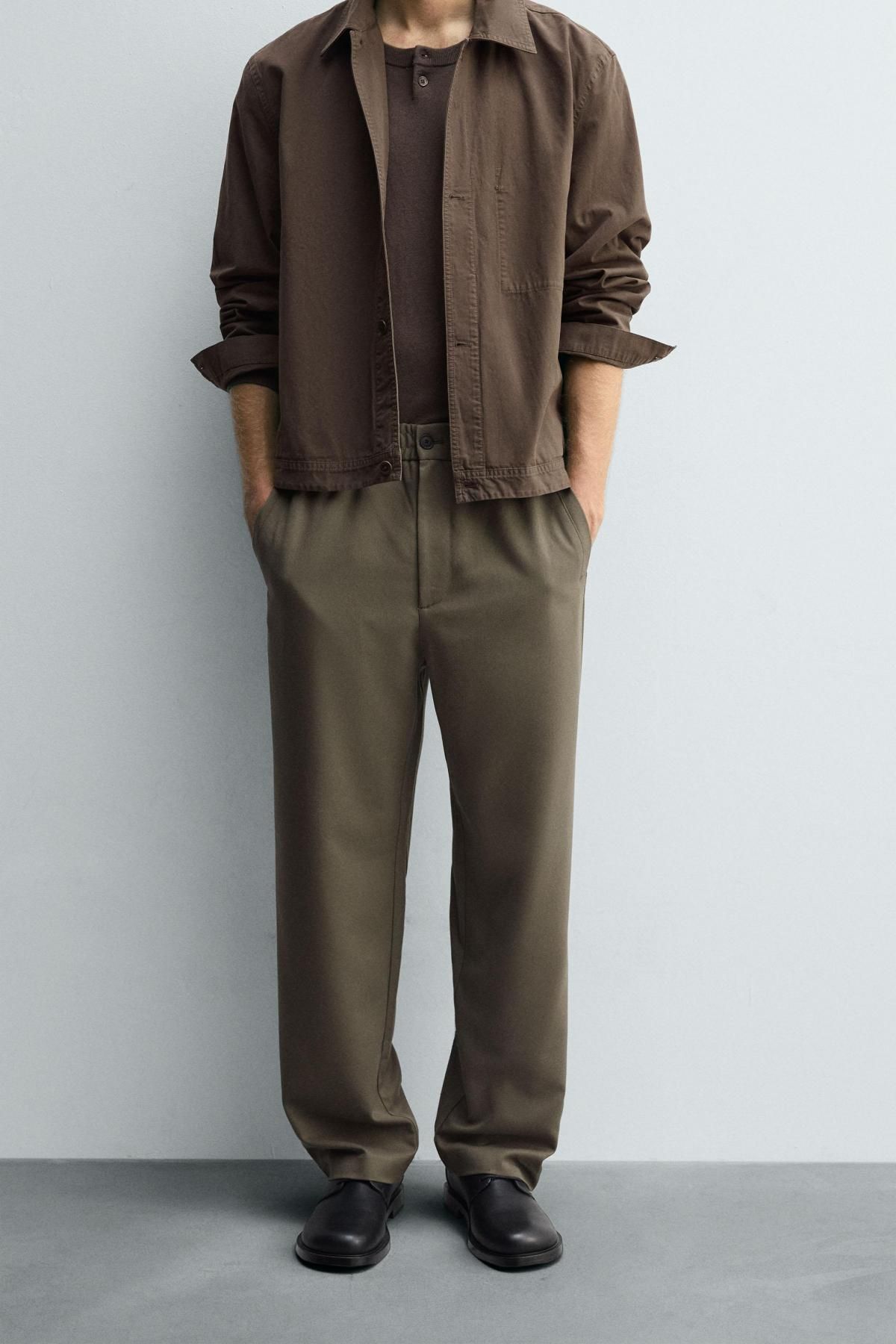 자라 테크니컬 레귤러핏 조거 웨이스트 슬랙스 팬츠 6861/955 OLIVE GREEN - 상세 이미지 3
