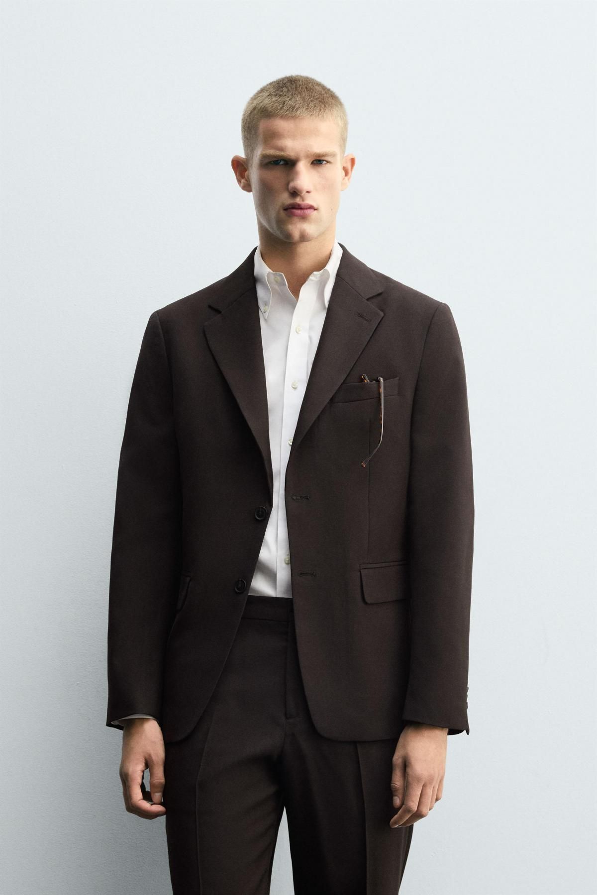 자라 클래식 울블렌드 테일러드 블레이저 5746/557 BROWN - 상세 이미지 3