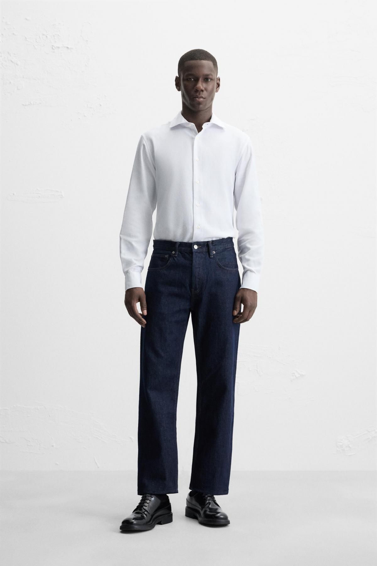 자라 이지케어 화이트 텍스처 긴팔 셔츠 7545/710 OYSTER-WHITE - 상세 이미지 2