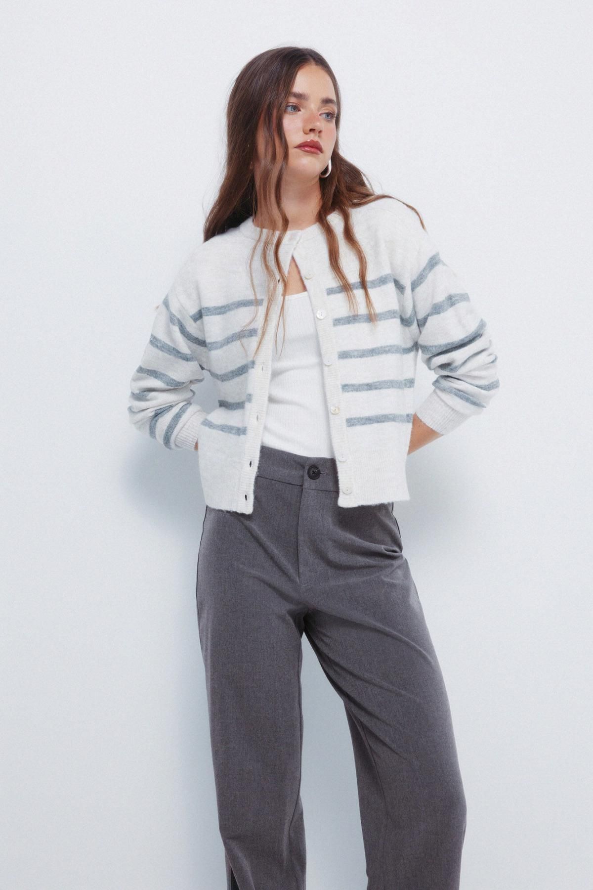 스프링필드 테일러드 하이웨이스트 스트레이트 팬츠 6832085 GRIS - 상세 이미지 3