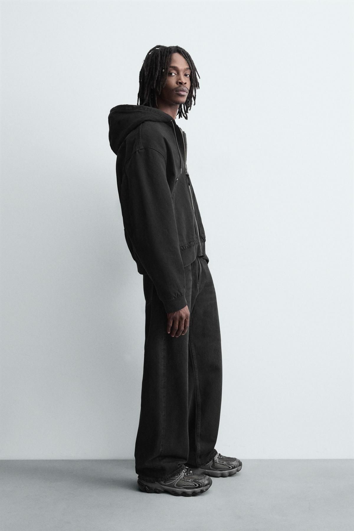 자라 테크니컬 코튼 블랙 퀼팅 후드 집업 자켓 6987/350 BLACK - 상세 이미지 5