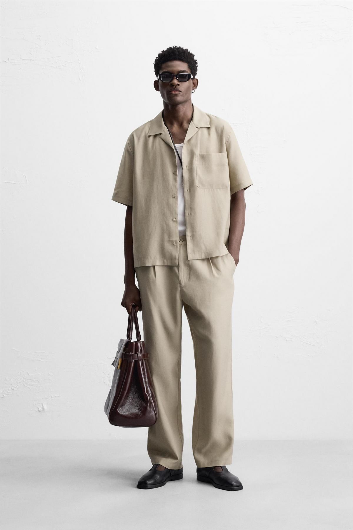 자라 릴렉스핏 리오셀 블렌드 밴딩 슬랙스 팬츠 1195/326 OLIVE GREEN - 상세 이미지 2