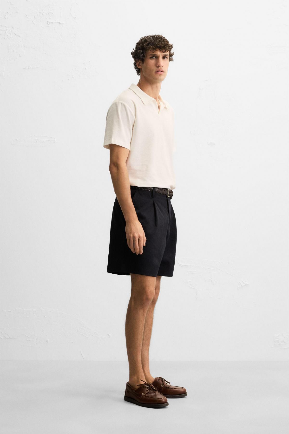 자라 아이보리 텍스처 레귤러핏 반팔 폴로셔츠 5372/301 OYSTER-WHITE - 상세 이미지 5