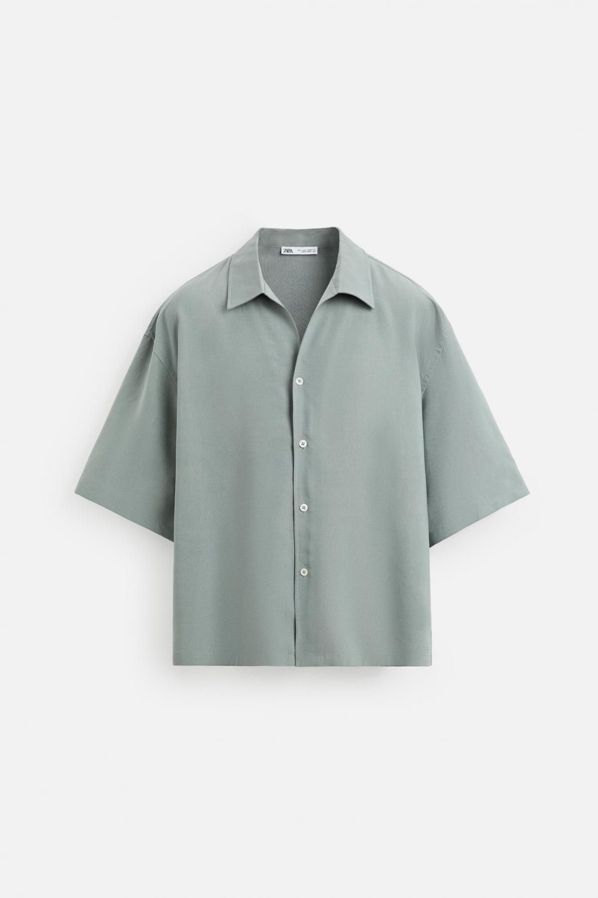 자라 미니멀 릴랙스핏 반팔 셔츠 3992/250 GREEN / BLUE - 메인 이미지