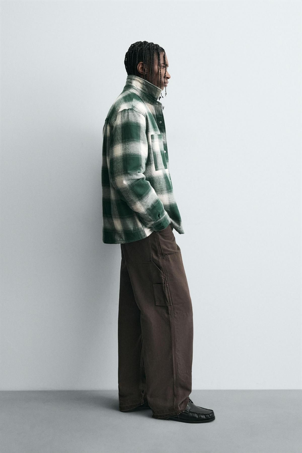 자라 테크니컬 퀼팅 체크 오버셔츠 4302/321 GREEN - 상세 이미지 5