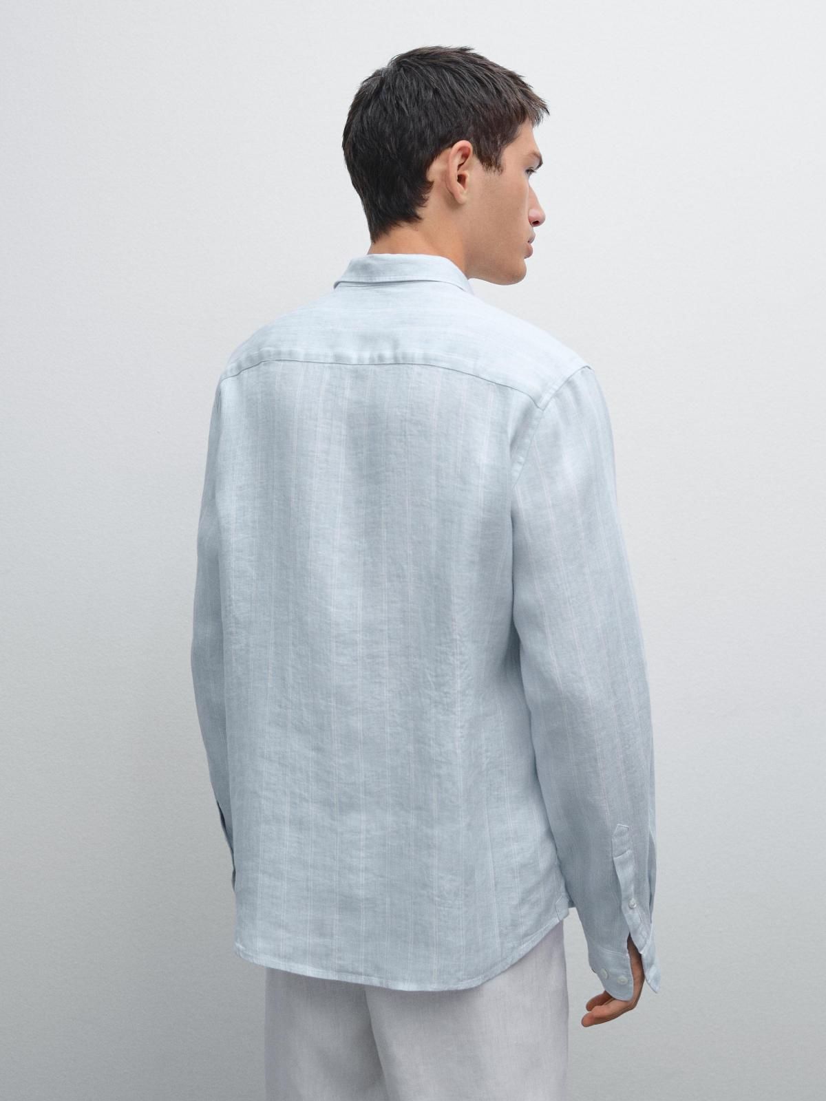 마시모두띠 리넨 더블스트라이프 레귤러핏 긴팔 셔츠 1715/265 SKY BLUE 이미지 6