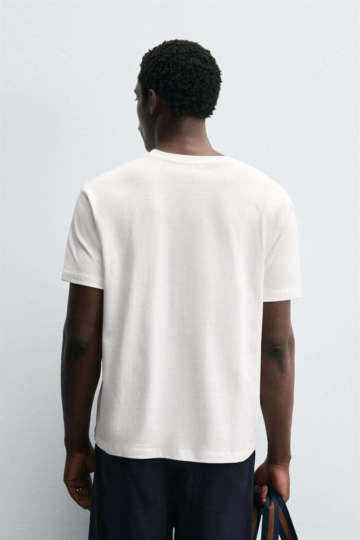 자라 프린트 라운드넥 반팔 티셔츠 1259/301 OYSTER-WHITE - 상세 이미지 4