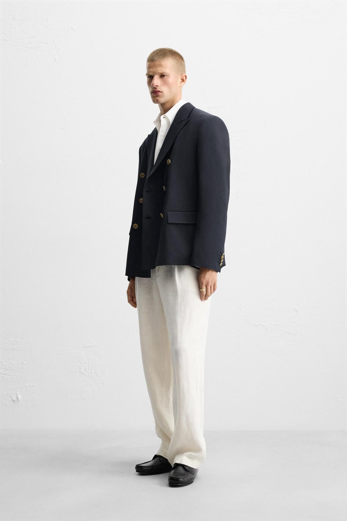 자라 테크니컬 더블브레스트 메탈버튼 테일러드 재킷 1564/305 DARK NAVY - 상세 이미지 5