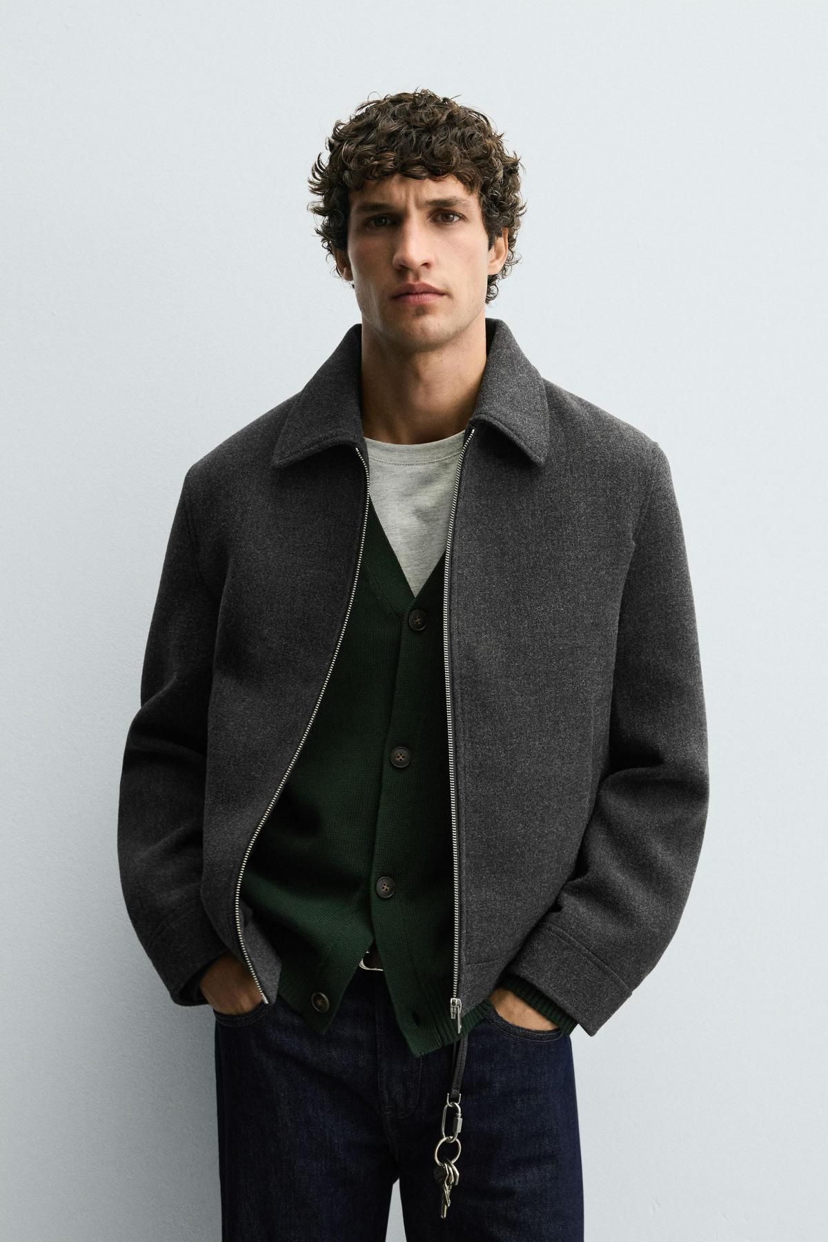 자라 테크니컬 울이펙트 집업 재킷 3286/200 ANTHRACITE GREY - 상세 이미지 3