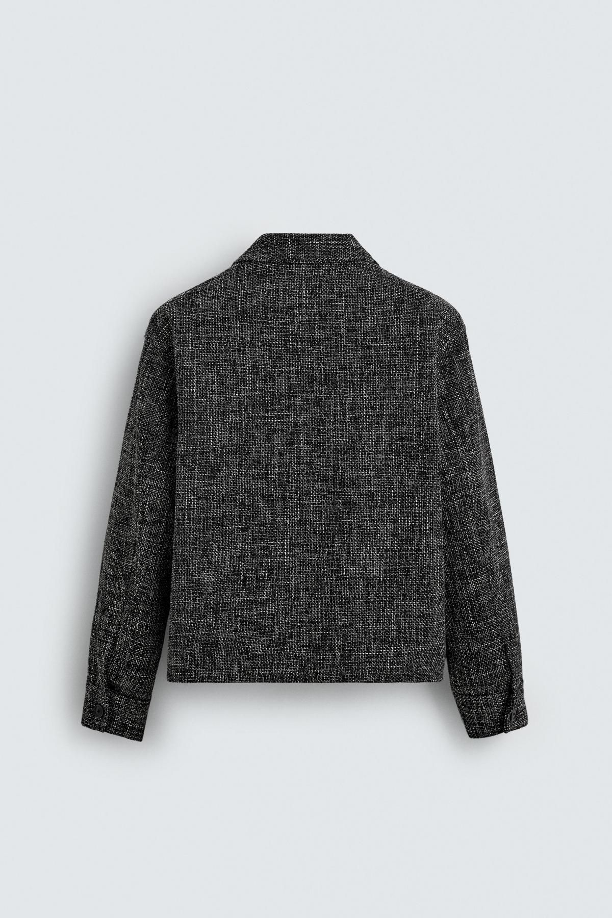 자라 테크니컬 텍스처 집업 오버셔츠 6861/018 BLACK / WHITE 이미지 8